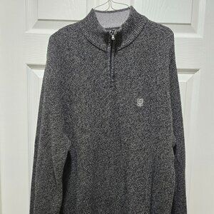 Chap's Men's Sweater XL 3/4 zip Gray Logo Old Money Warm Eclectic Grandpa